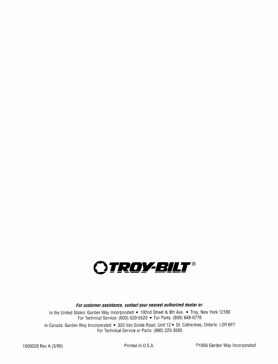 Troy-Bilt 12077 User Manual | Page 20 / 20