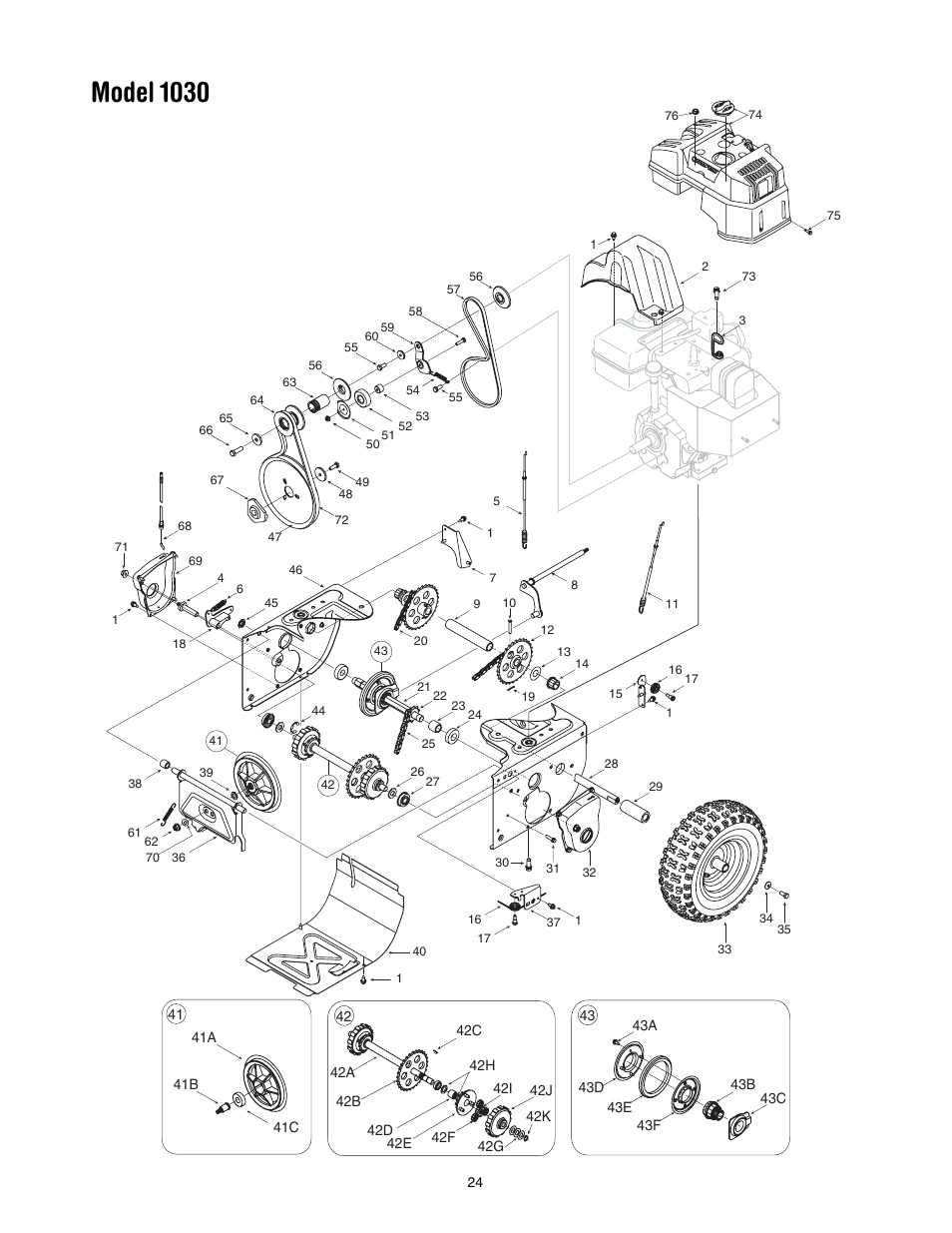 Model 1030 | Troy-Bilt 1030 User Manual | Page 24 / 28