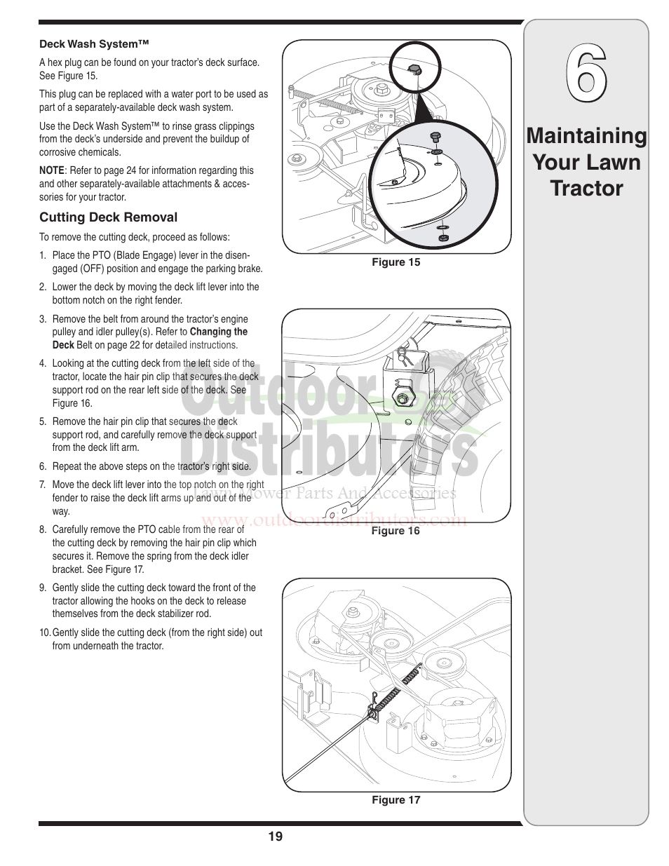 Maintaining your lawn tractor | Troy-Bilt Transmatic Lawn Tractor 77T User Manual | Page 19 / 48
