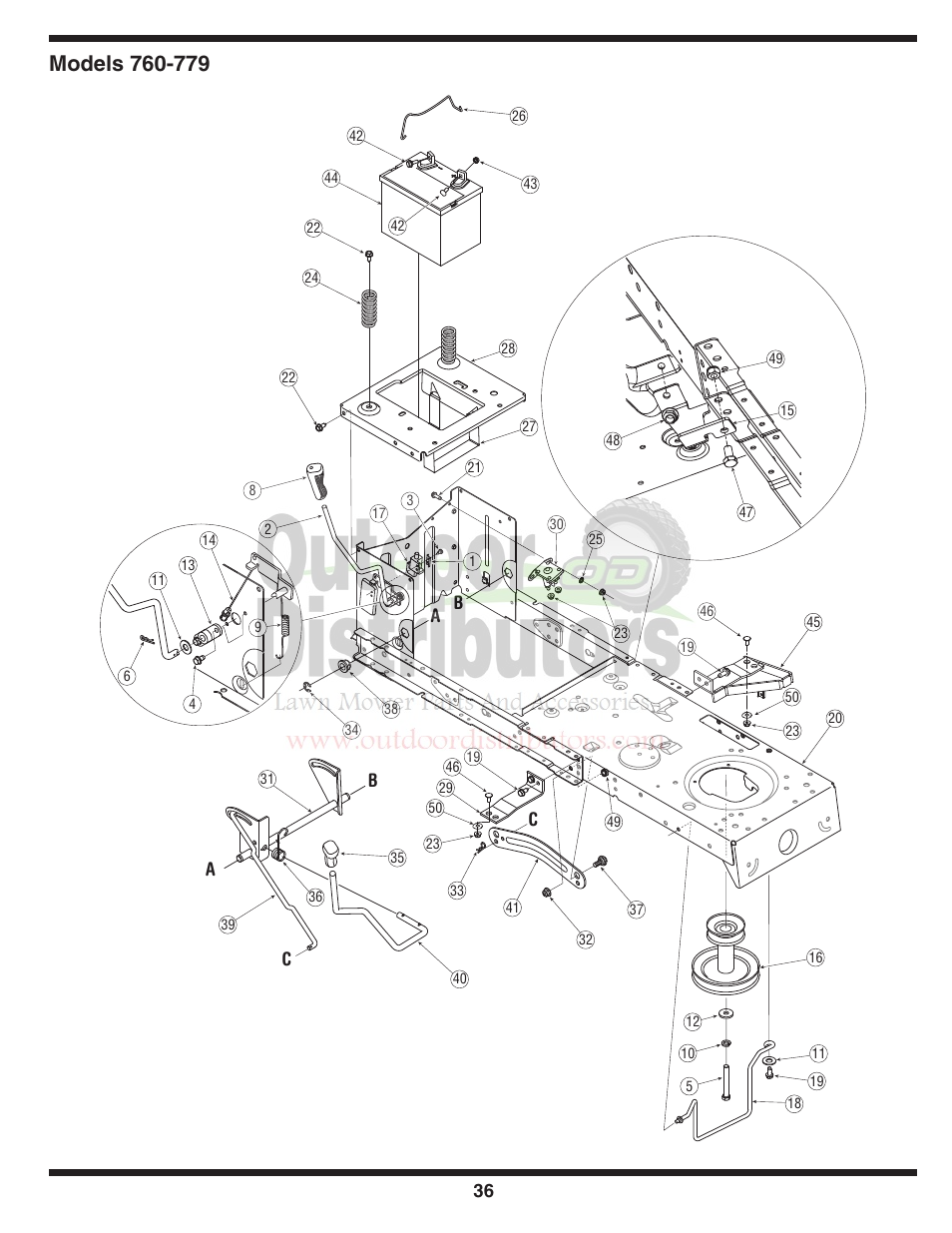 Troy-Bilt Transmatic Lawn Tractor 77T User Manual | Page 36 / 48