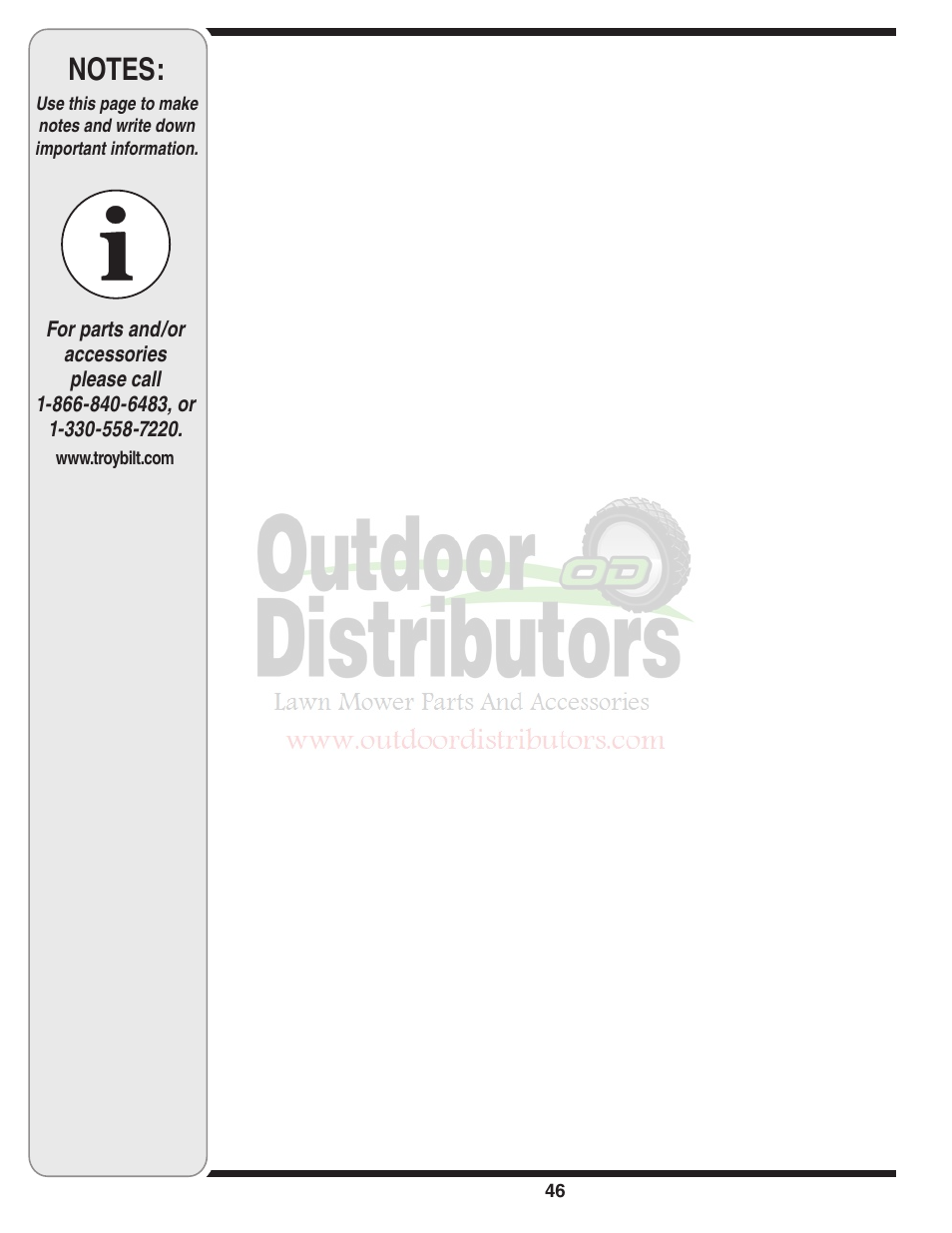Troy-Bilt Transmatic Lawn Tractor 77T User Manual | Page 46 / 48