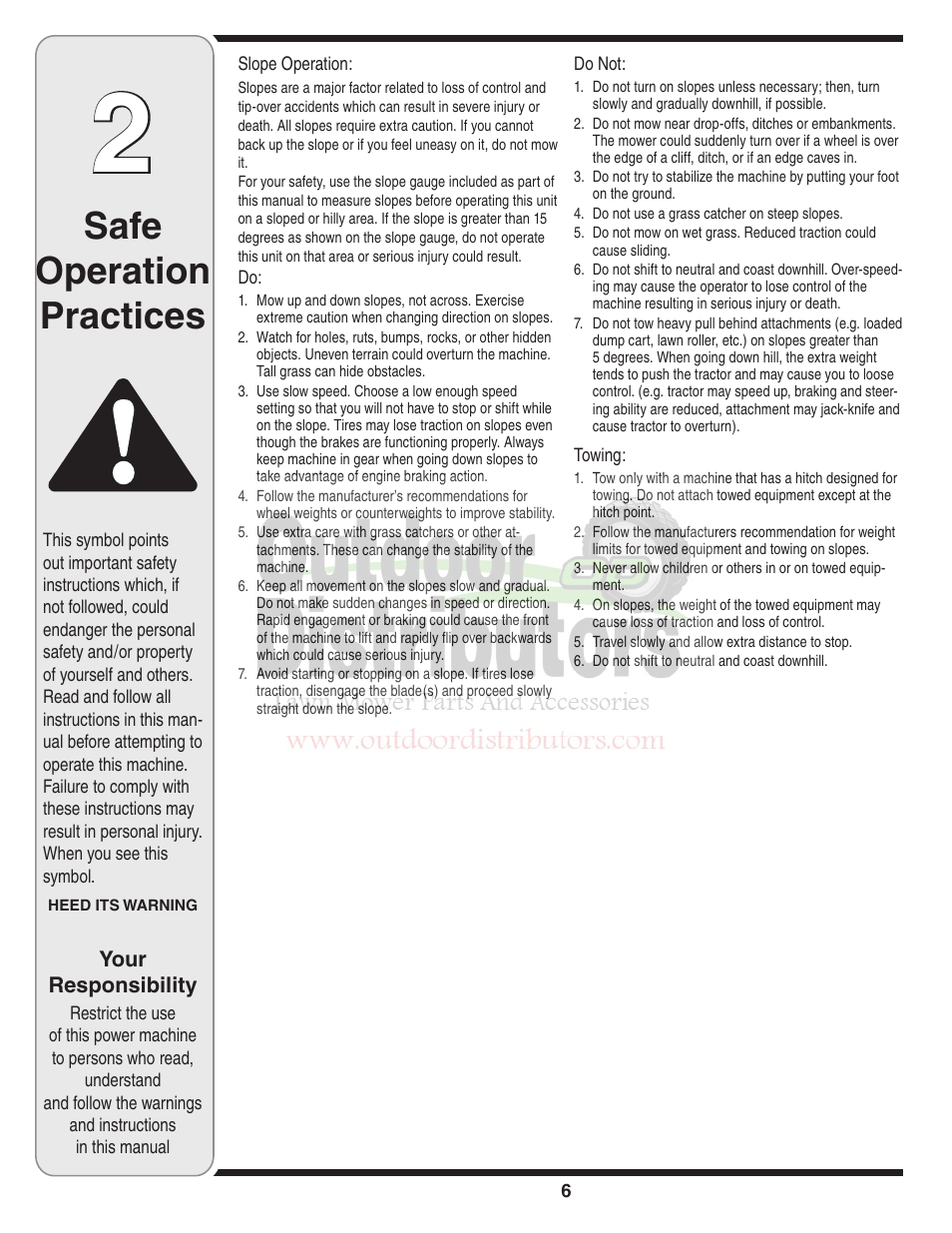 Safe operation practices | Troy-Bilt Transmatic Lawn Tractor 77T User Manual | Page 6 / 48