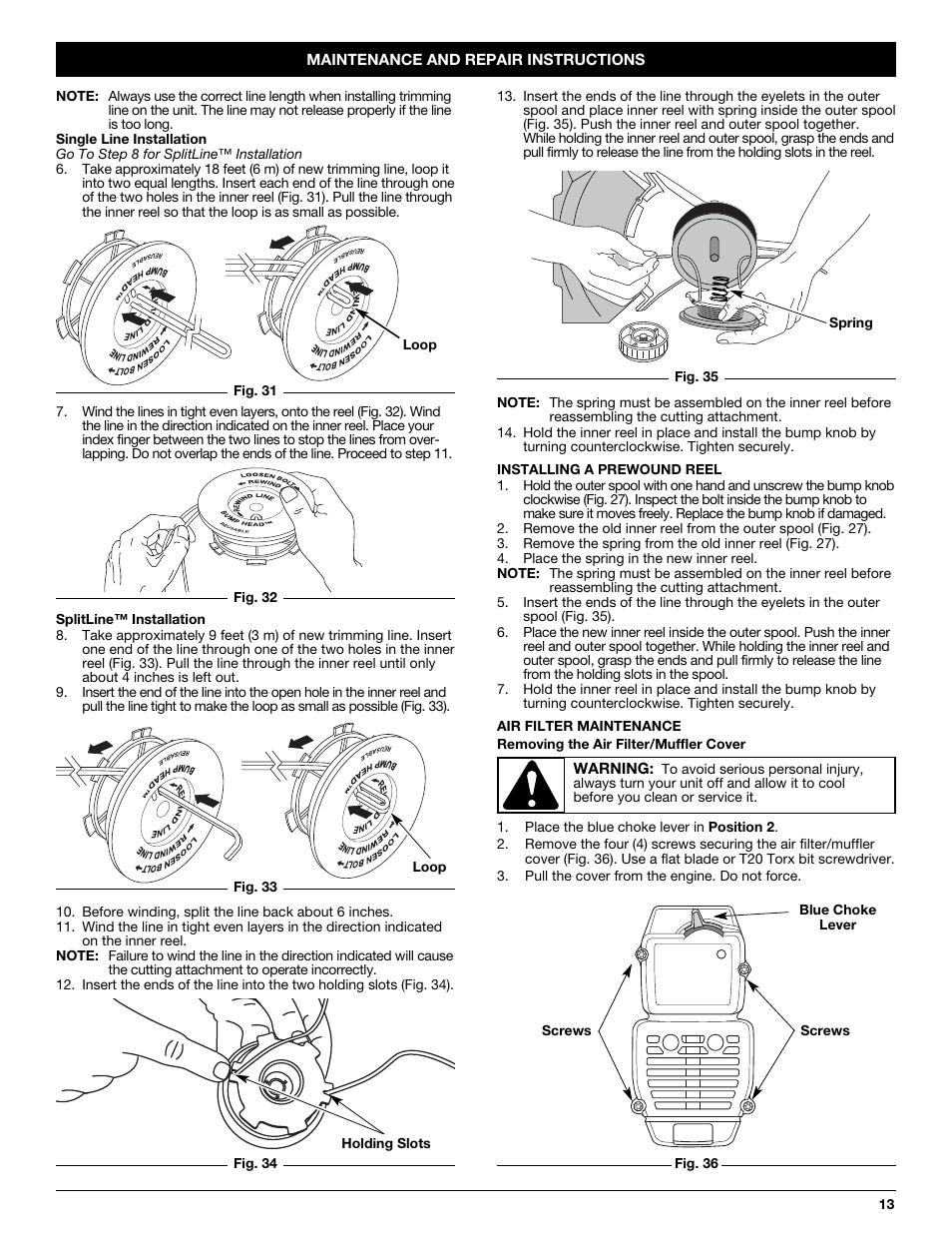 Troy-Bilt 2-Cycle Gasoline Trimmer/Brushcutter TB90BC User Manual | Page 13 / 64