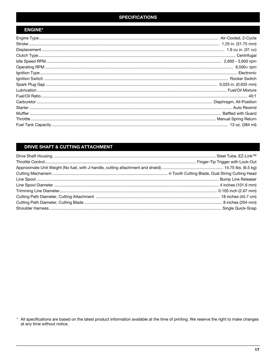 Troy-Bilt 2-Cycle Gasoline Trimmer/Brushcutter TB90BC User Manual | Page 17 / 64