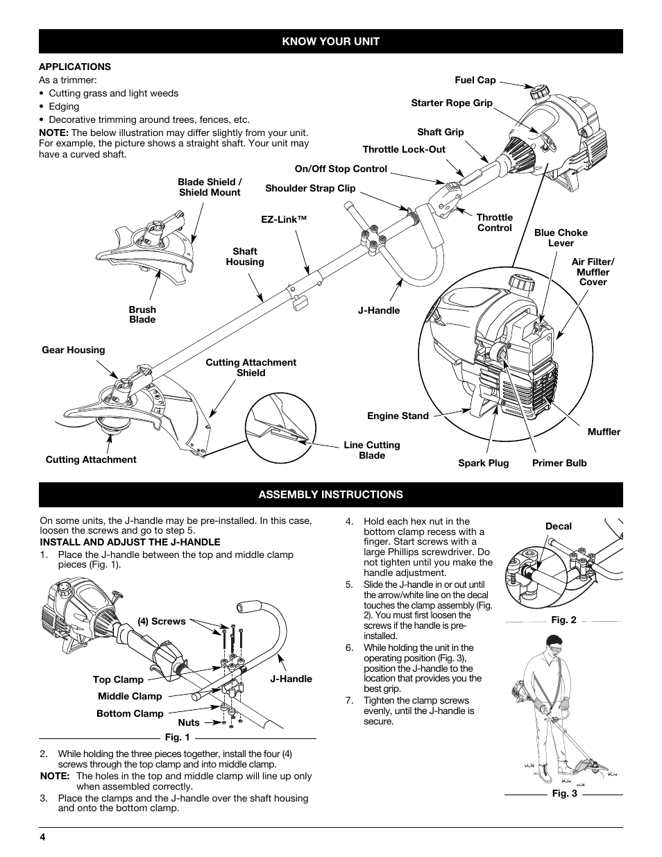 Troy-Bilt 2-Cycle Gasoline Trimmer/Brushcutter TB90BC User Manual | Page 4 / 64