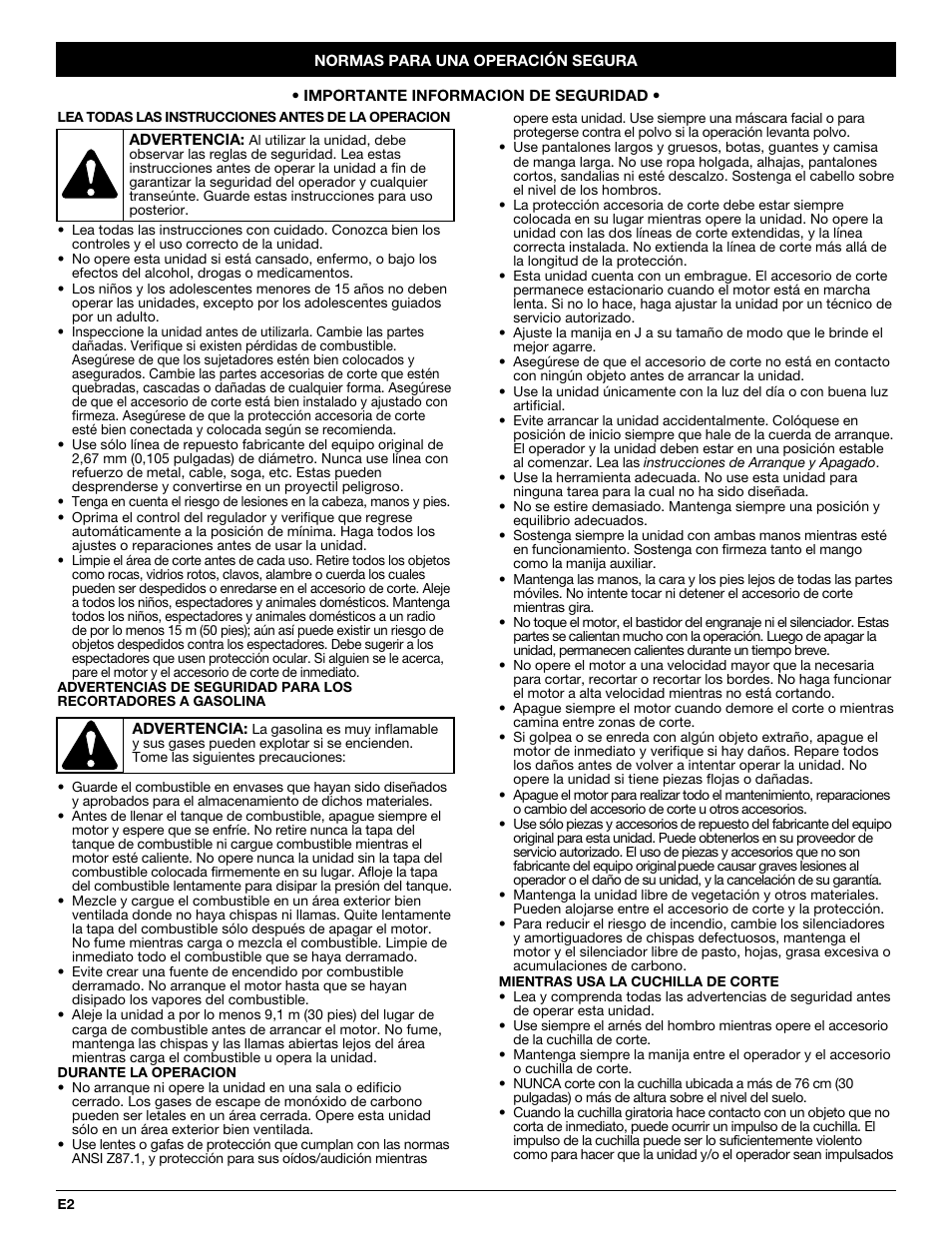 Troy-Bilt 2-Cycle Gasoline Trimmer/Brushcutter TB90BC User Manual | Page 42 / 64