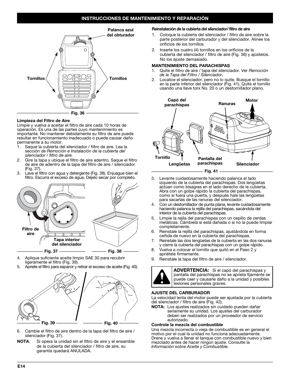 Troy-Bilt 2-Cycle Gasoline Trimmer/Brushcutter TB90BC User Manual | Page 54 / 64