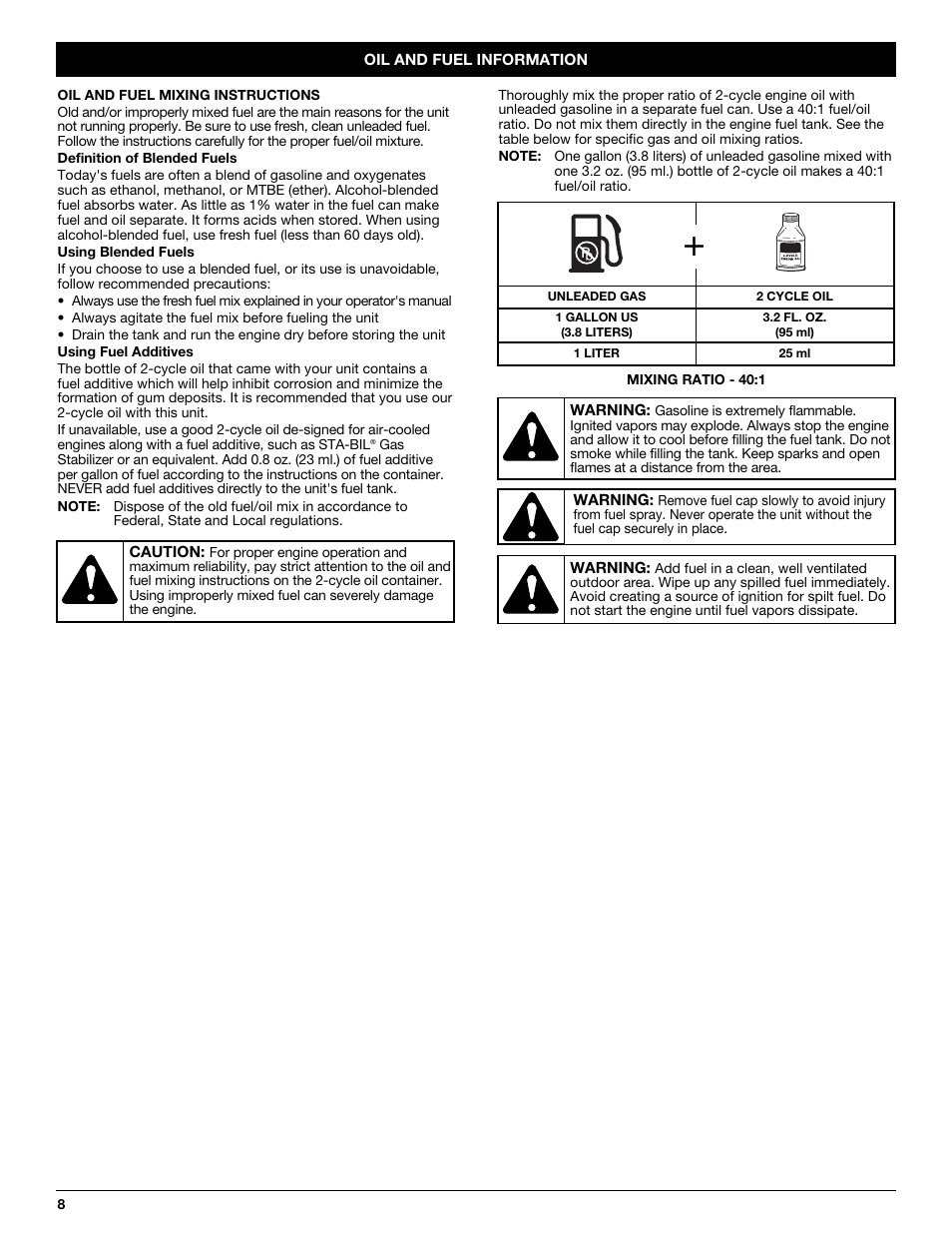 Troy-Bilt 2-Cycle Gasoline Trimmer/Brushcutter TB90BC User Manual | Page 8 / 64
