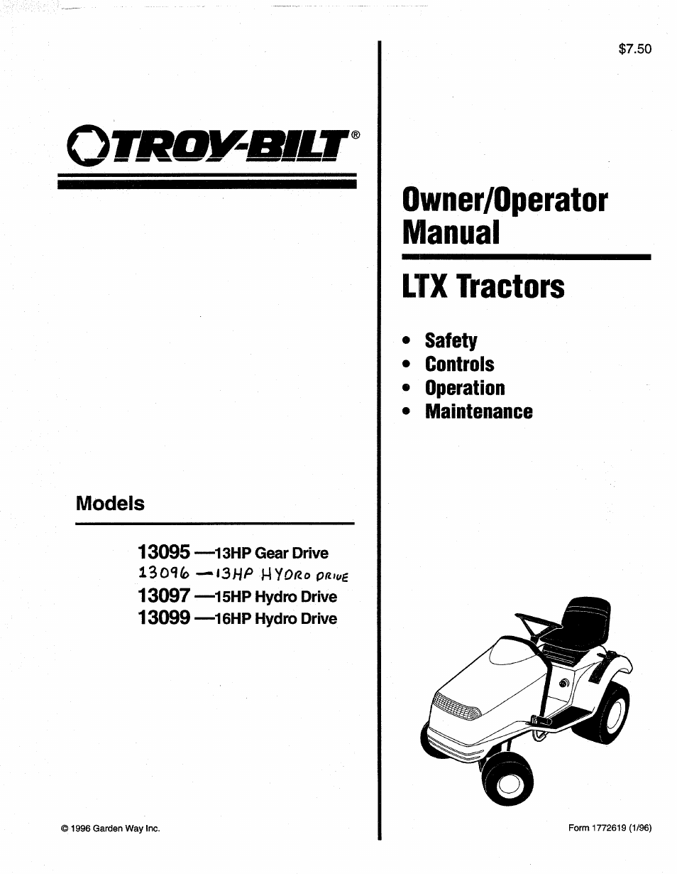 Troy-Bilt 13096 User Manual | 36 pages