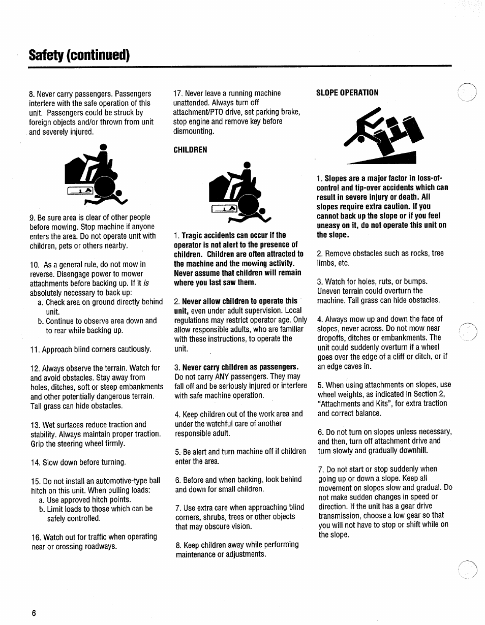 Safety (continued) | Troy-Bilt 13096 User Manual | Page 6 / 36