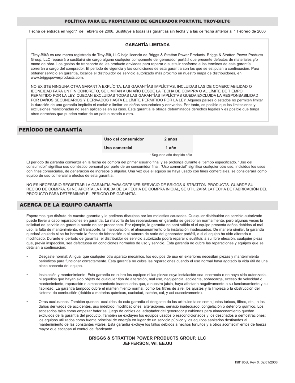 Troy-Bilt 030245 User Manual | Page 28 / 28