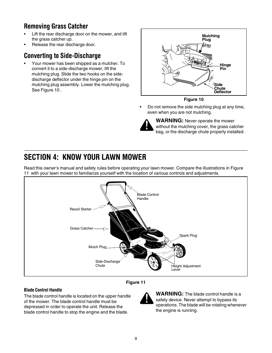 Removing grass catcher, Converting to side-discharge | Troy-Bilt 436 User Manual | Page 9 / 20