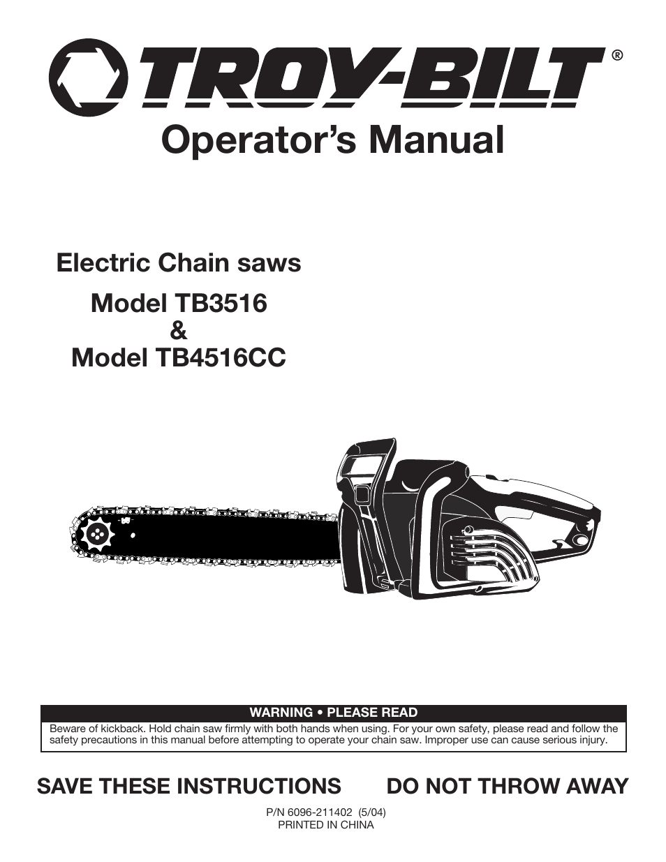 Troy-Bilt TB4516CC User Manual | 64 pages