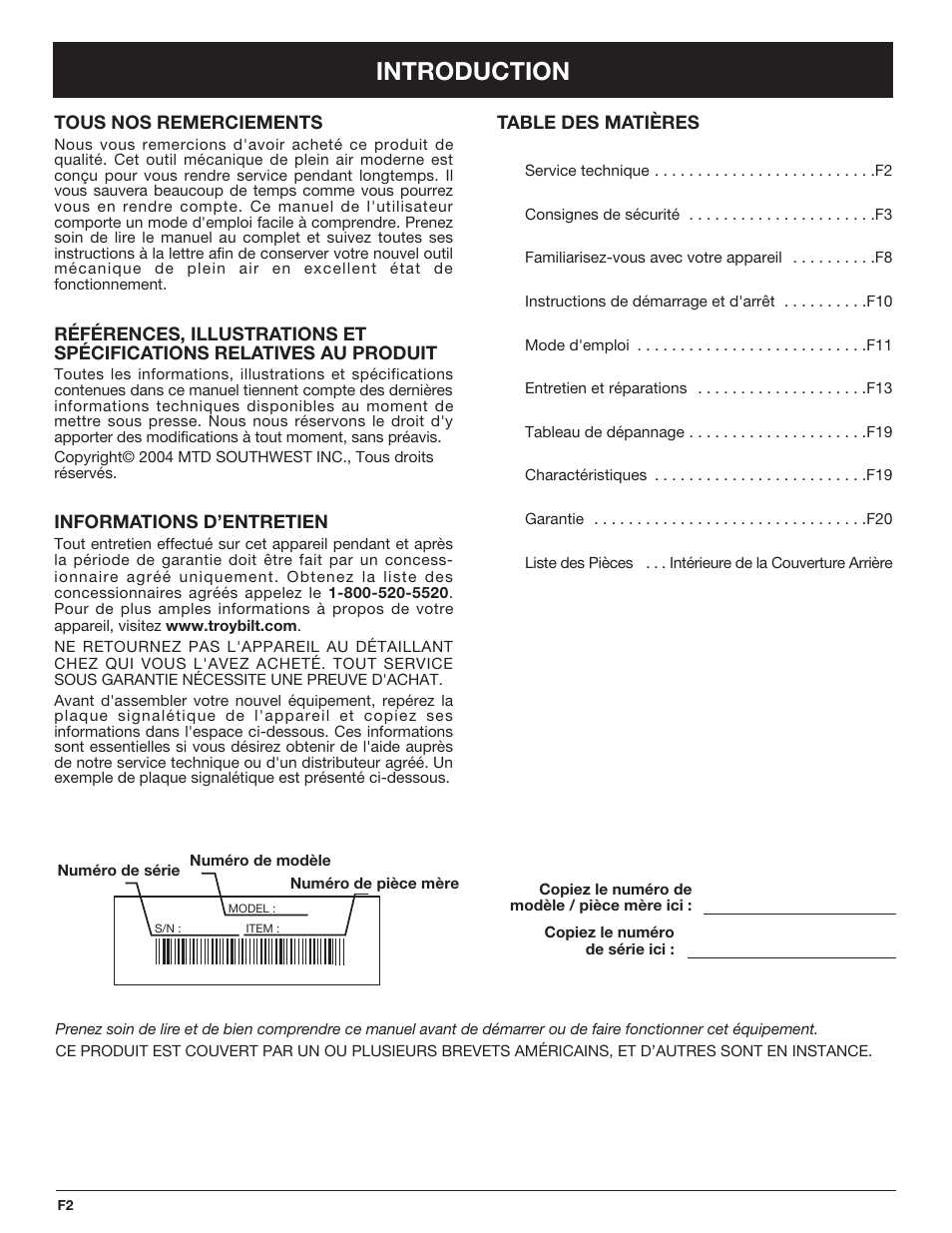 Introduction | Troy-Bilt TB4516CC User Manual | Page 22 / 64
