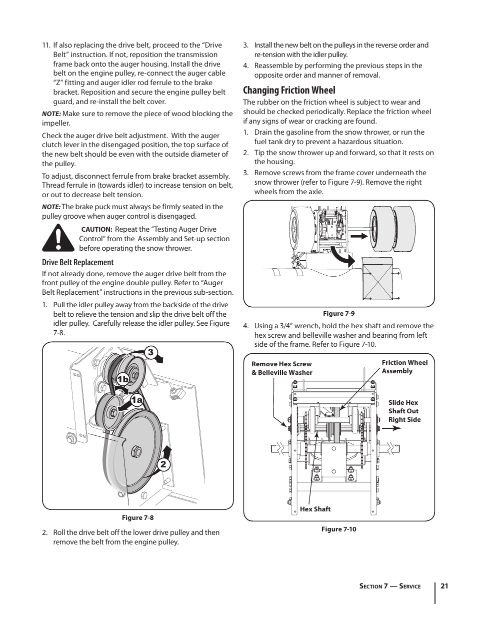 Changing friction wheel | Troy-Bilt 4510 User Manual | Page 21 / 28