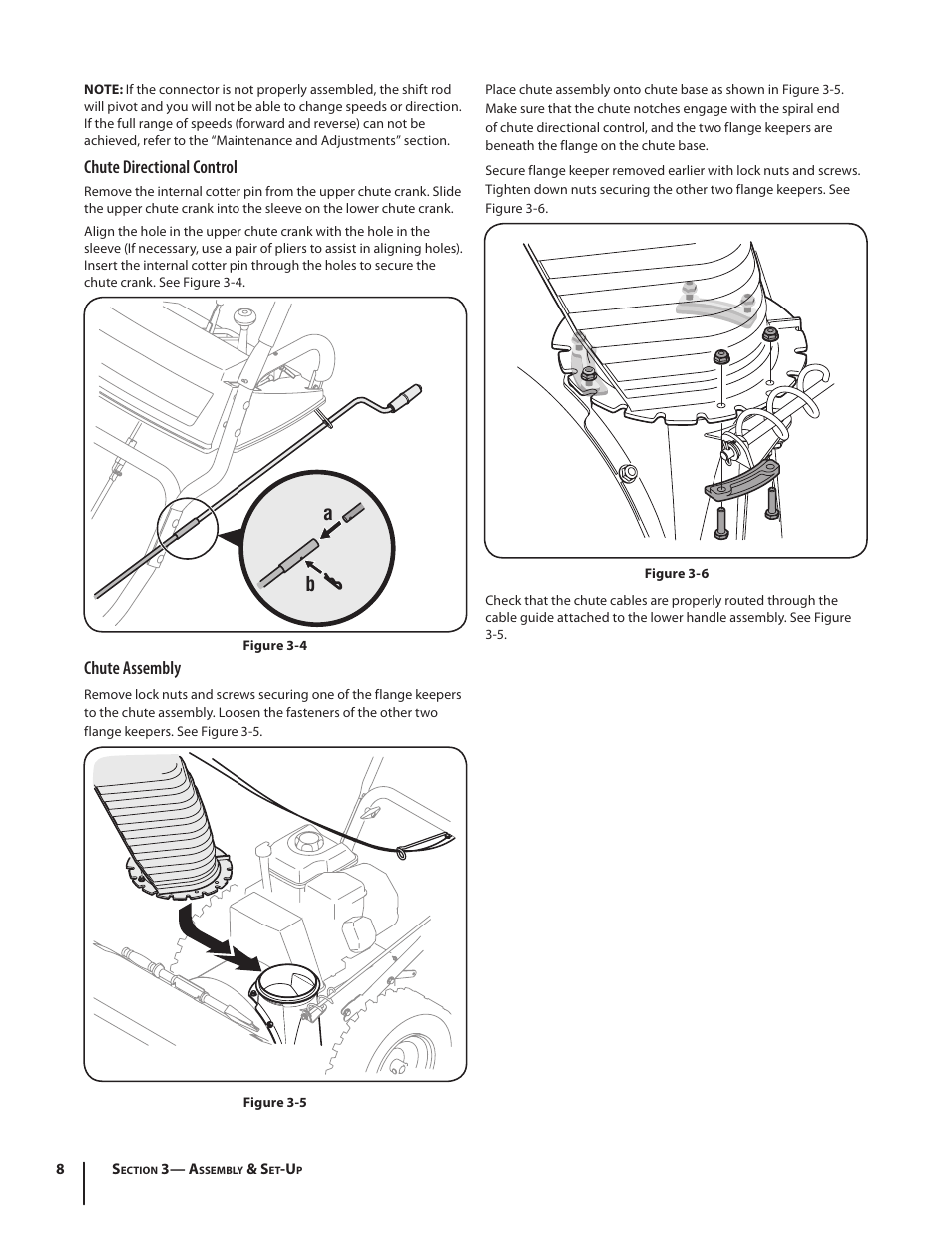 Chute directional control, Chute assembly | Troy-Bilt 4510 User Manual | Page 8 / 28