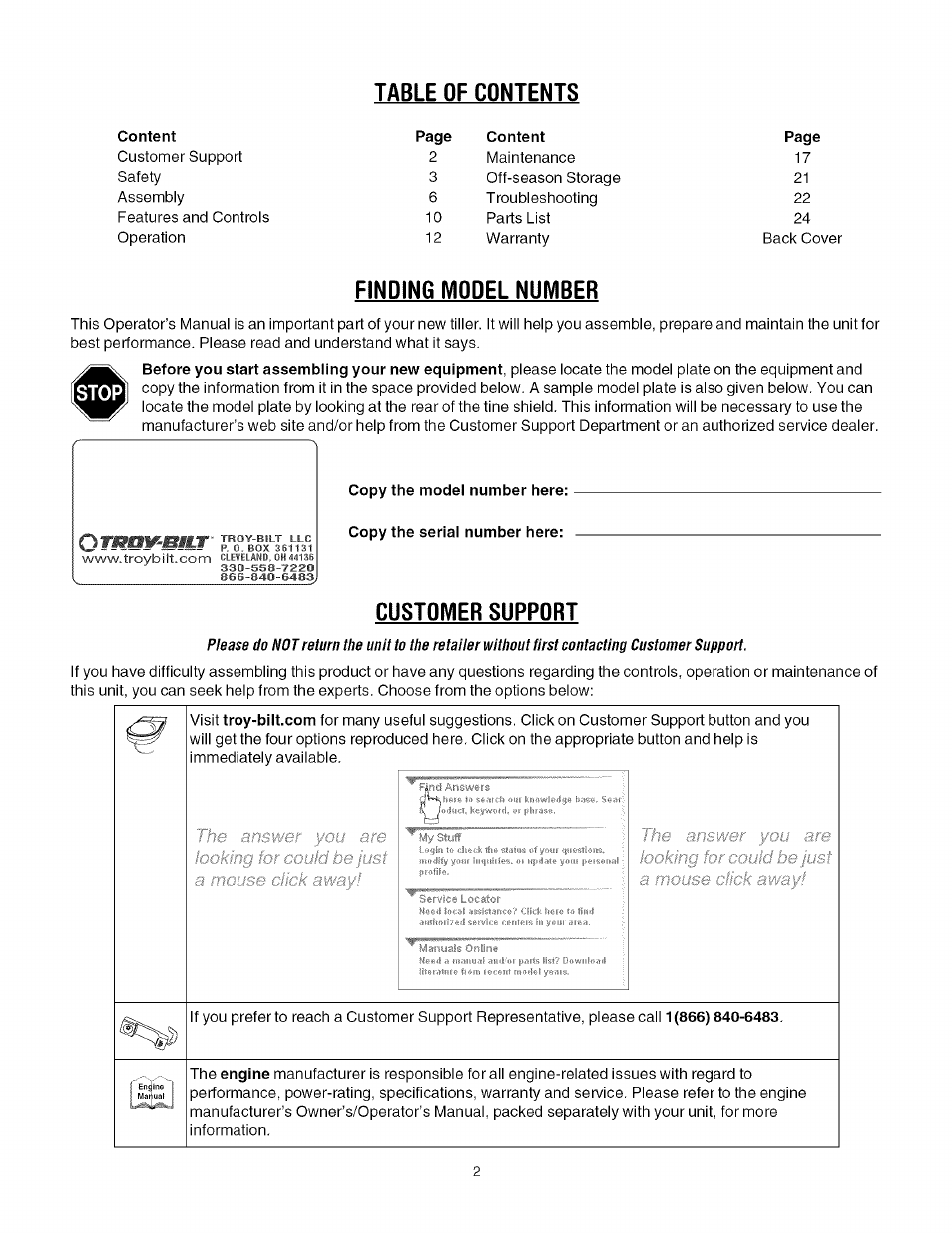 Troy-Bilt TUFFY 645A User Manual | Page 2 / 32