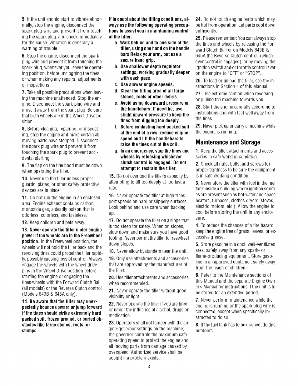 Maintenance and storage | Troy-Bilt TUFFY 645A User Manual | Page 4 / 32