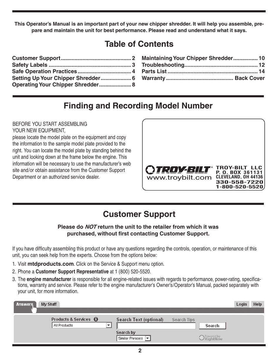 Troy-Bilt 424 User Manual | Page 2 / 16
