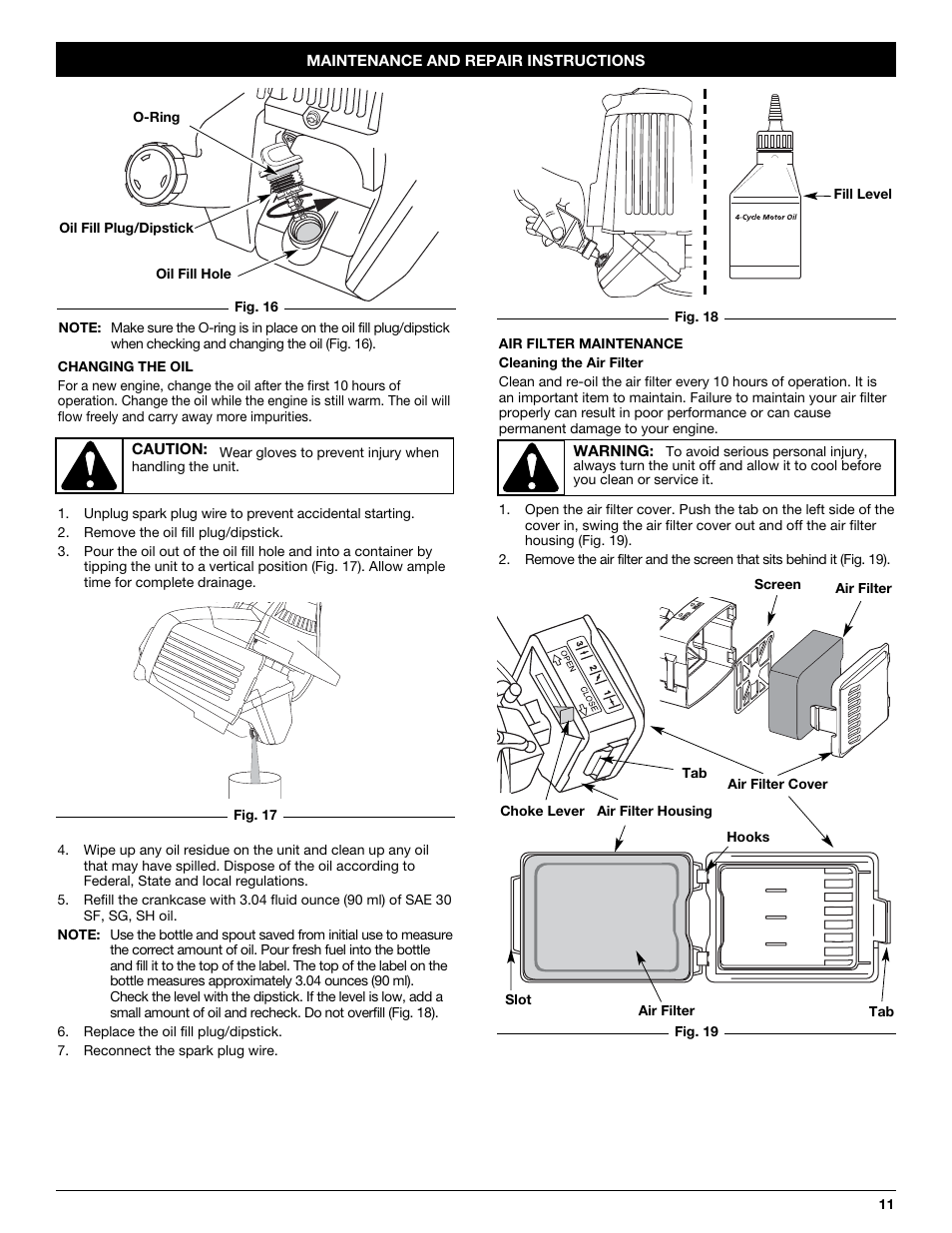 Troy-Bilt TB144 User Manual | Page 11 / 56
