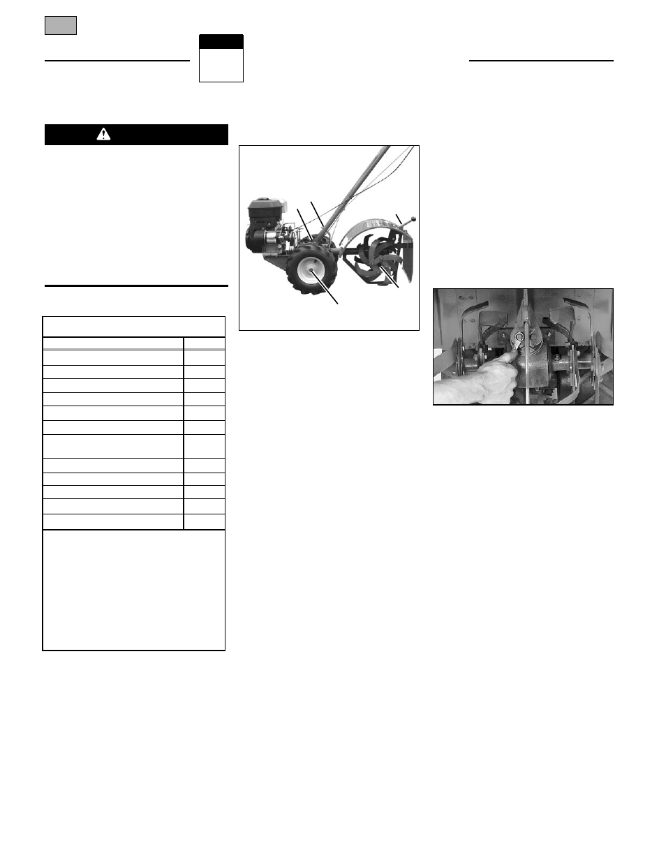 Maintenance, Maintenance schedule, Warning | Troy-Bilt 12211 User Manual | Page 20 / 44