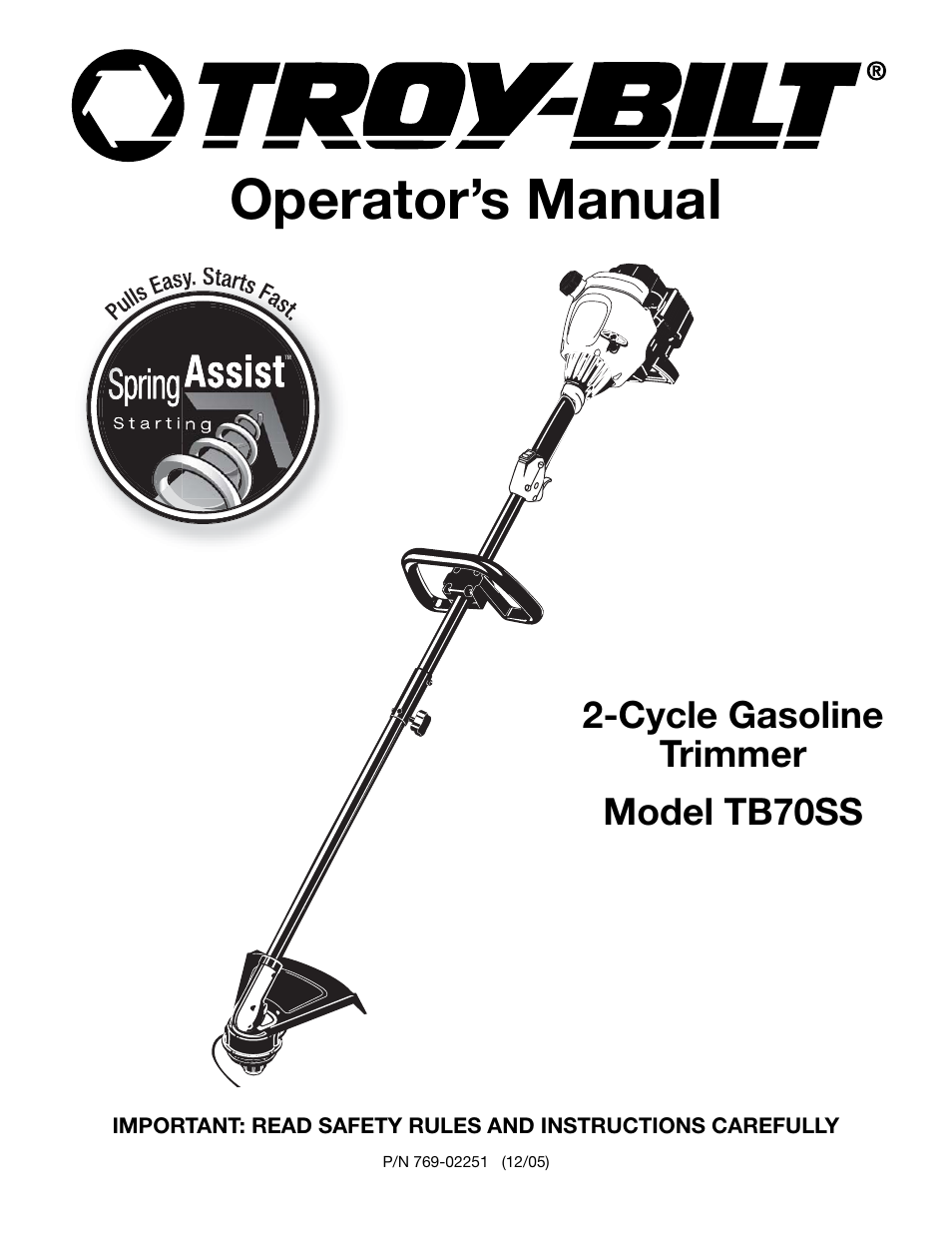 Troy-Bilt TB70SS User Manual | 64 pages