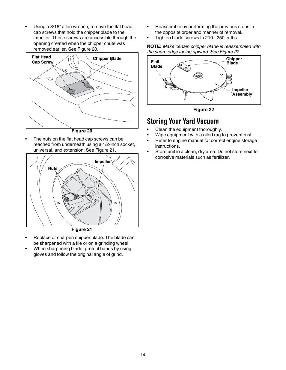 Storing your yard vacuum | Troy-Bilt 24A-070F766 User Manual | Page 14 / 20
