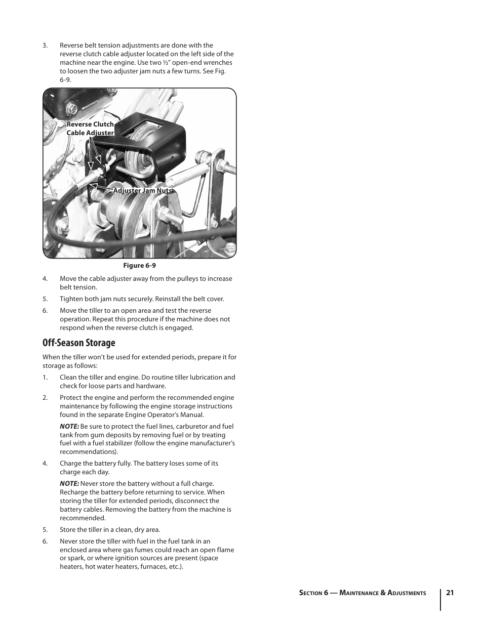 Off-season storage | Troy-Bilt Pro Line User Manual | Page 21 / 28