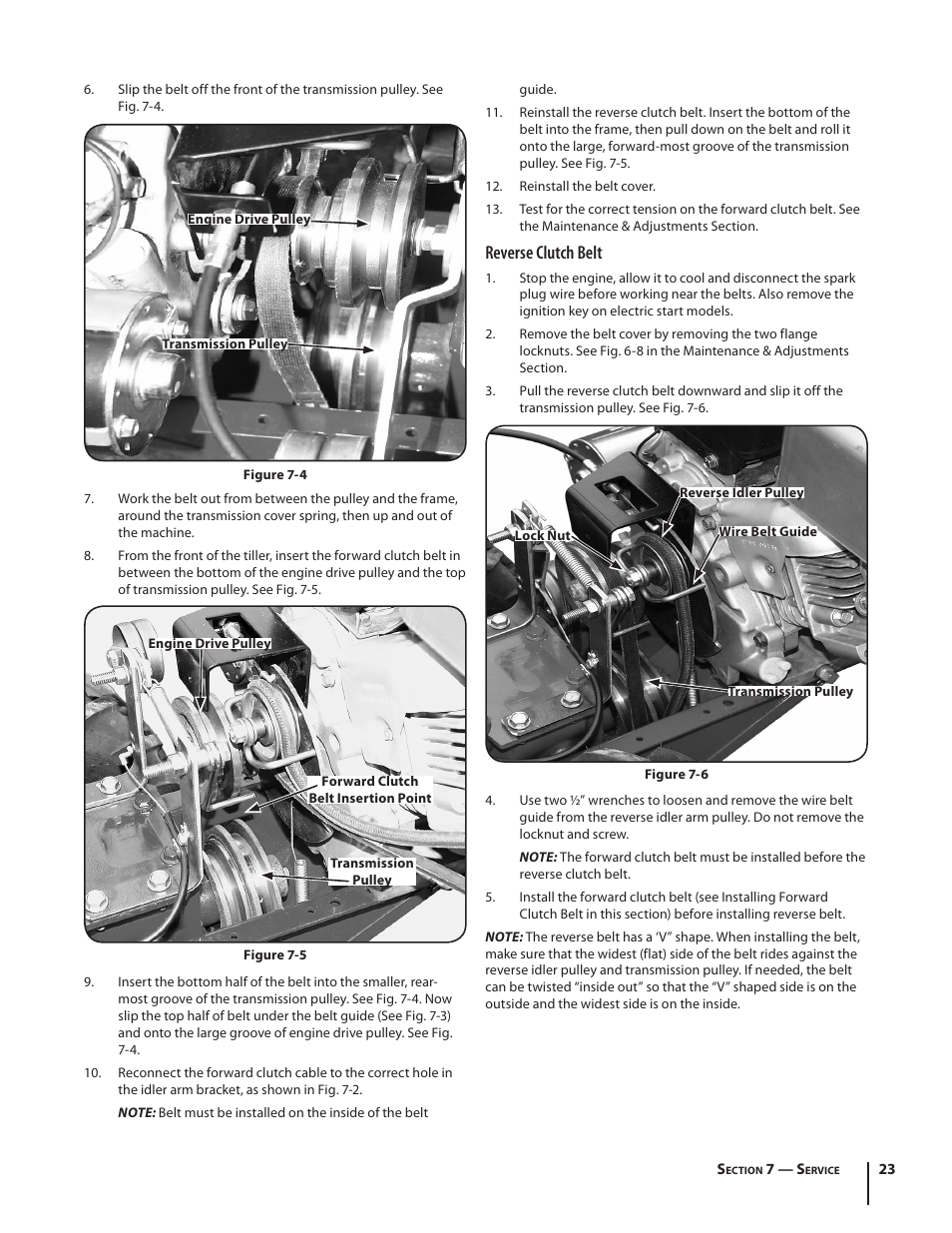 Reverse clutch belt | Troy-Bilt Pro Line User Manual | Page 23 / 28