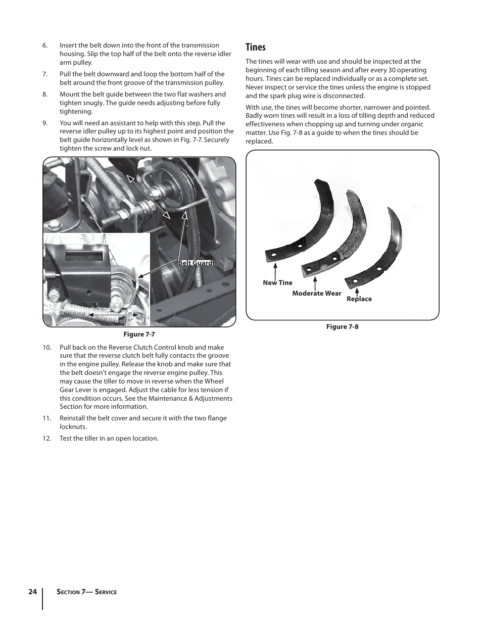 Tines | Troy-Bilt Pro Line User Manual | Page 24 / 28