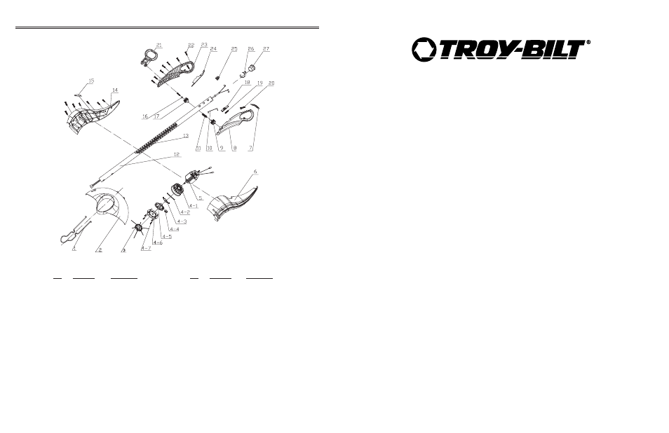 Manufacturer’s limited warranty for, Troy-bilt llc, 6 - parts list | Troy-Bilt TB55REX User Manual | Page 19 / 22