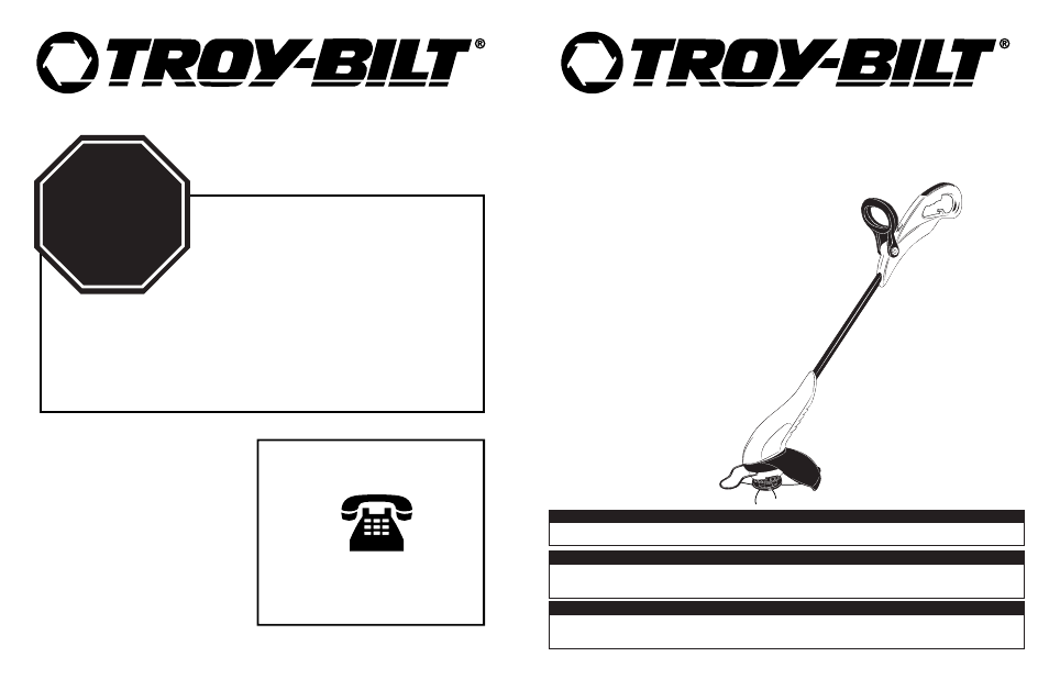 Stop arrêt alto, User manual, Manuel de utilisation | Manual del usuario | Troy-Bilt TB55REX User Manual | Page 22 / 22