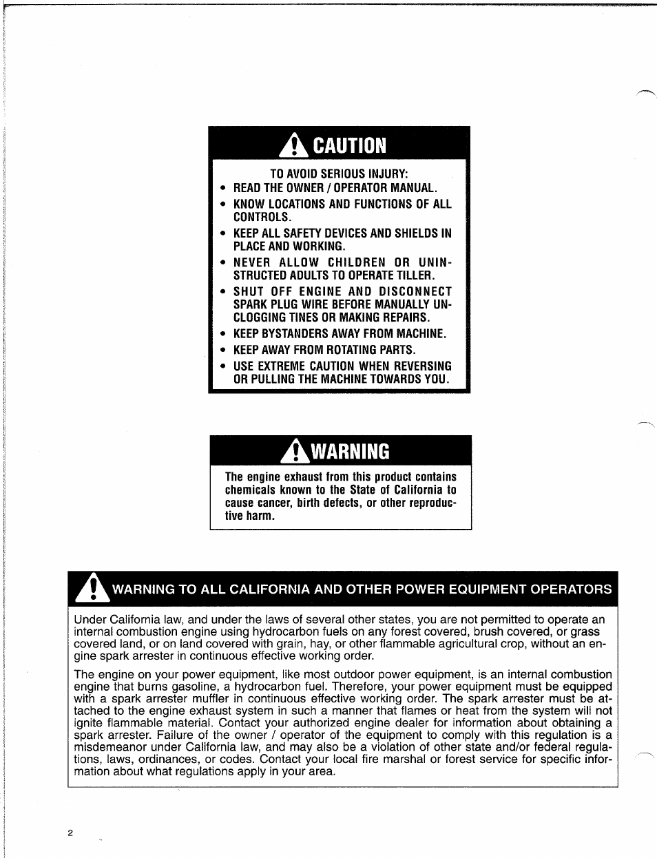 Awarning, A caution | Troy-Bilt 15009 User Manual | Page 4 / 56