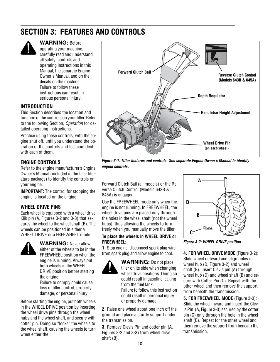 Section 3: features and controls | Troy-Bilt 643B Super Bronco User Manual | Page 10 / 32
