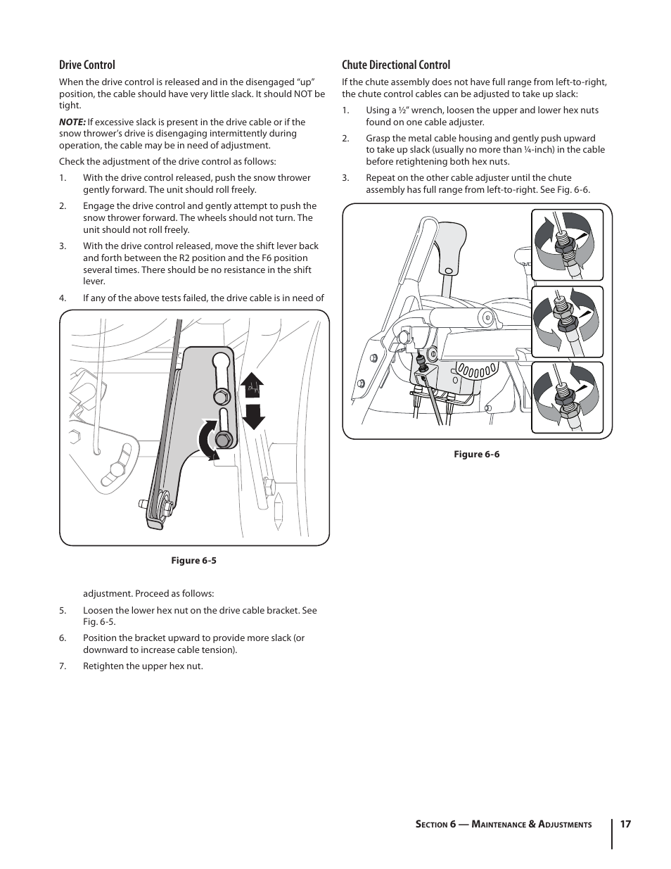 Drive control, Chute directional control | Troy-Bilt 9528 User Manual | Page 17 / 48