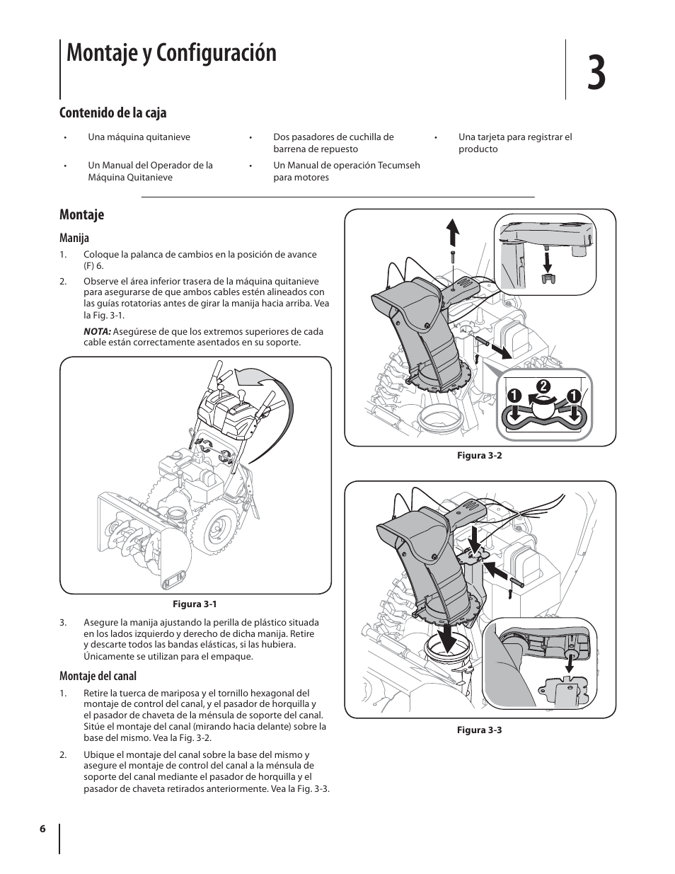 Montaje y configuración | Troy-Bilt 9528 User Manual | Page 30 / 48