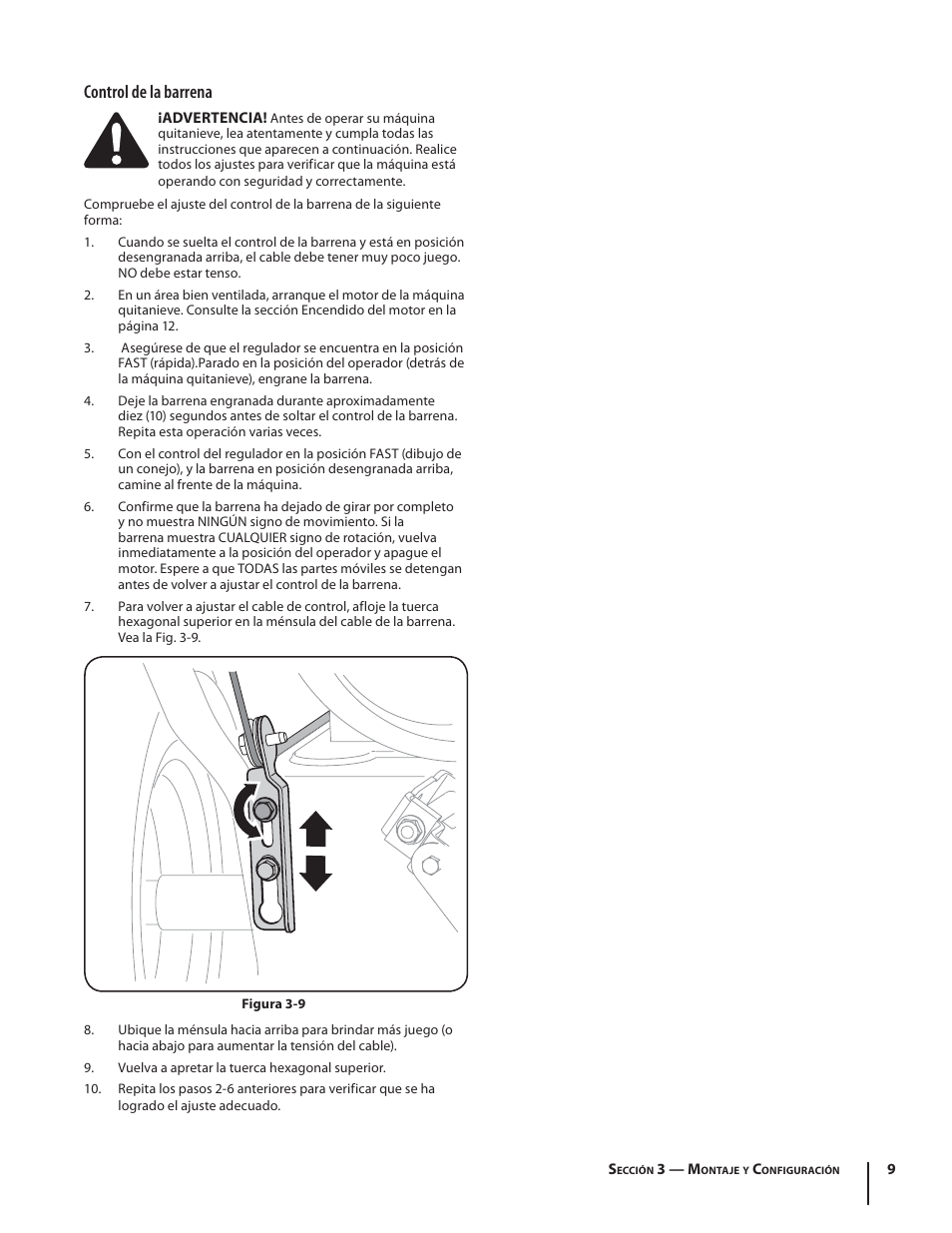 Control de la barrena | Troy-Bilt 9528 User Manual | Page 33 / 48