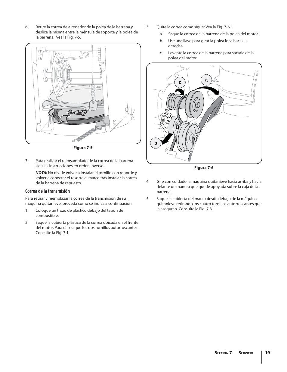 Correa de la transmisión | Troy-Bilt 9528 User Manual | Page 43 / 48