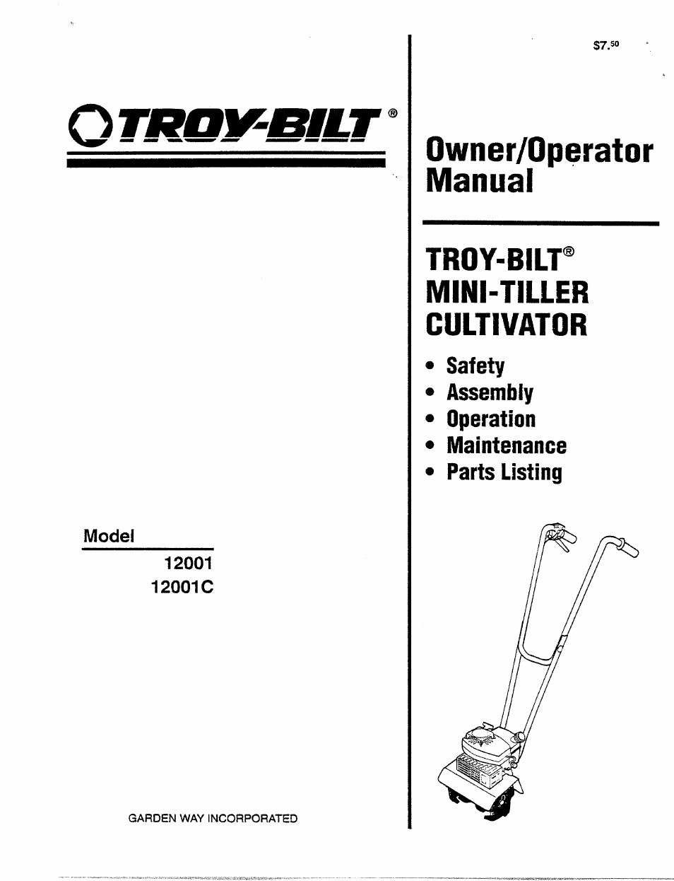 Troy-Bilt 12001C User Manual | 24 pages