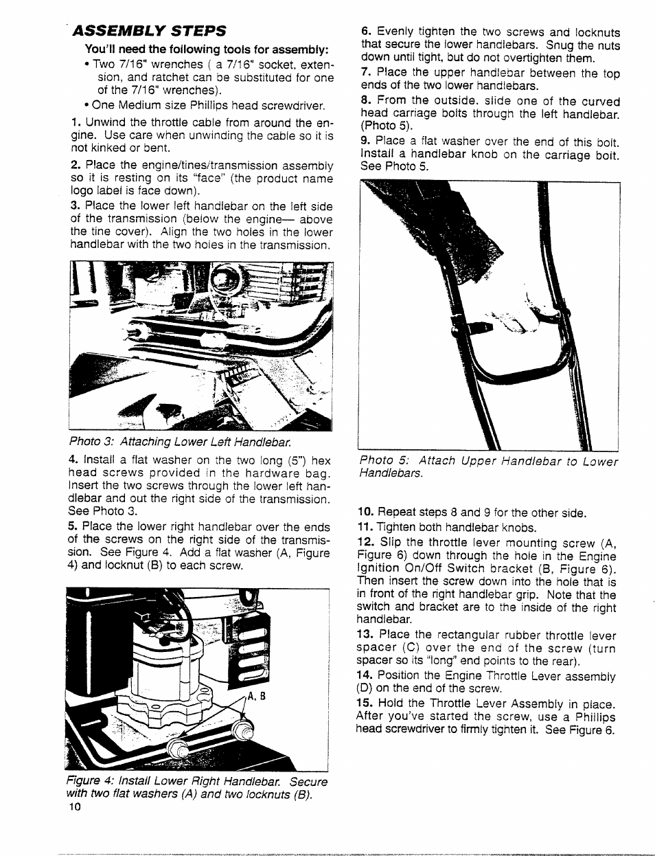 Assembly steps | Troy-Bilt 12001C User Manual | Page 10 / 24