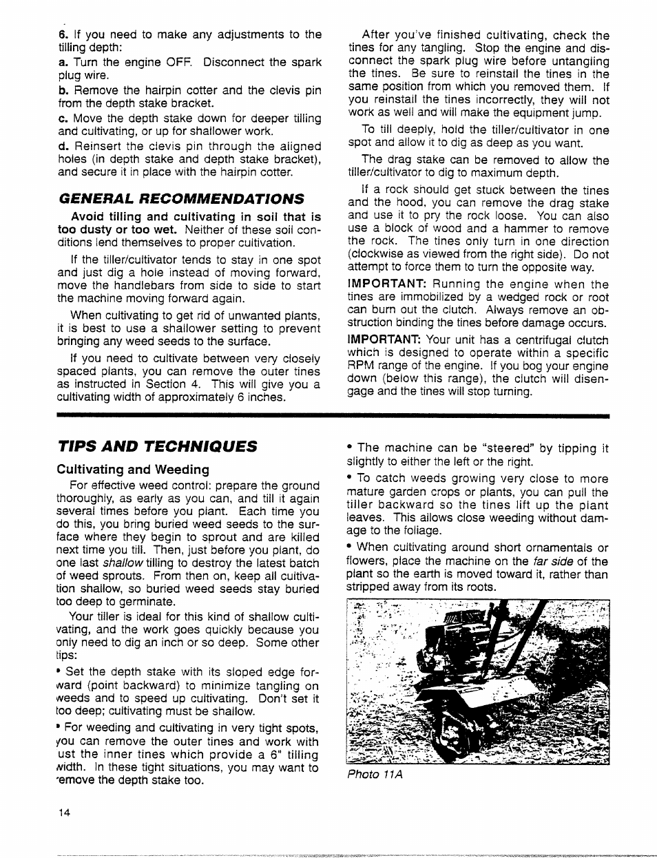 Tips and techniques, General recommendations | Troy-Bilt 12001C User Manual | Page 14 / 24