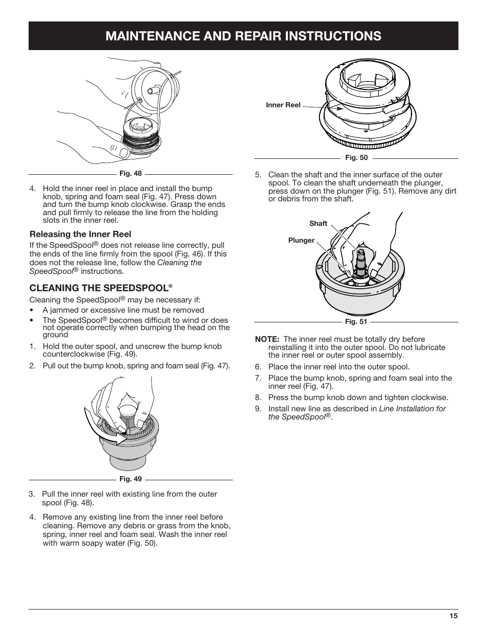 Maintenance and repair instructions | Troy-Bilt TB425CS EU User Manual | Page 15 / 80