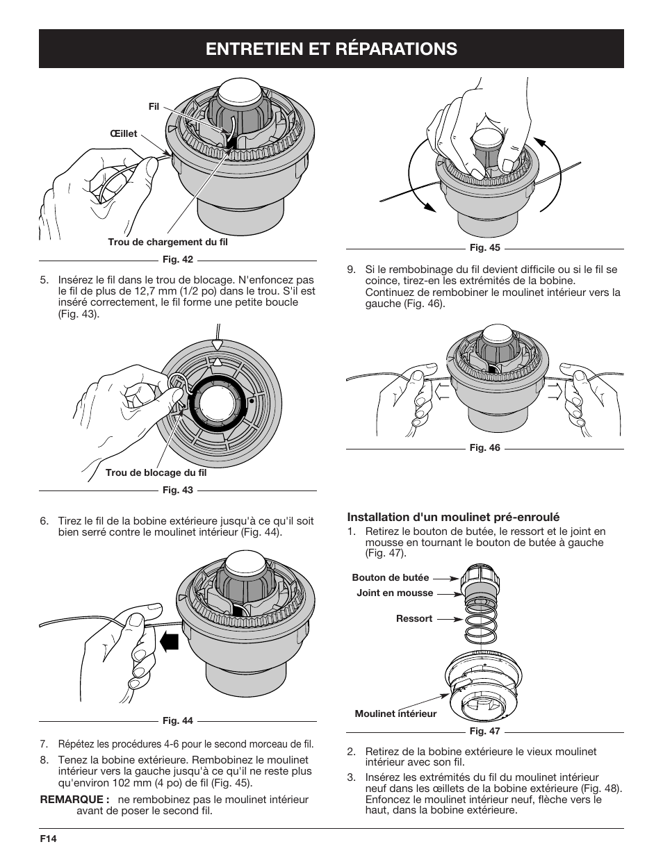 Entretien et réparations | Troy-Bilt TB425CS EU User Manual | Page 38 / 80