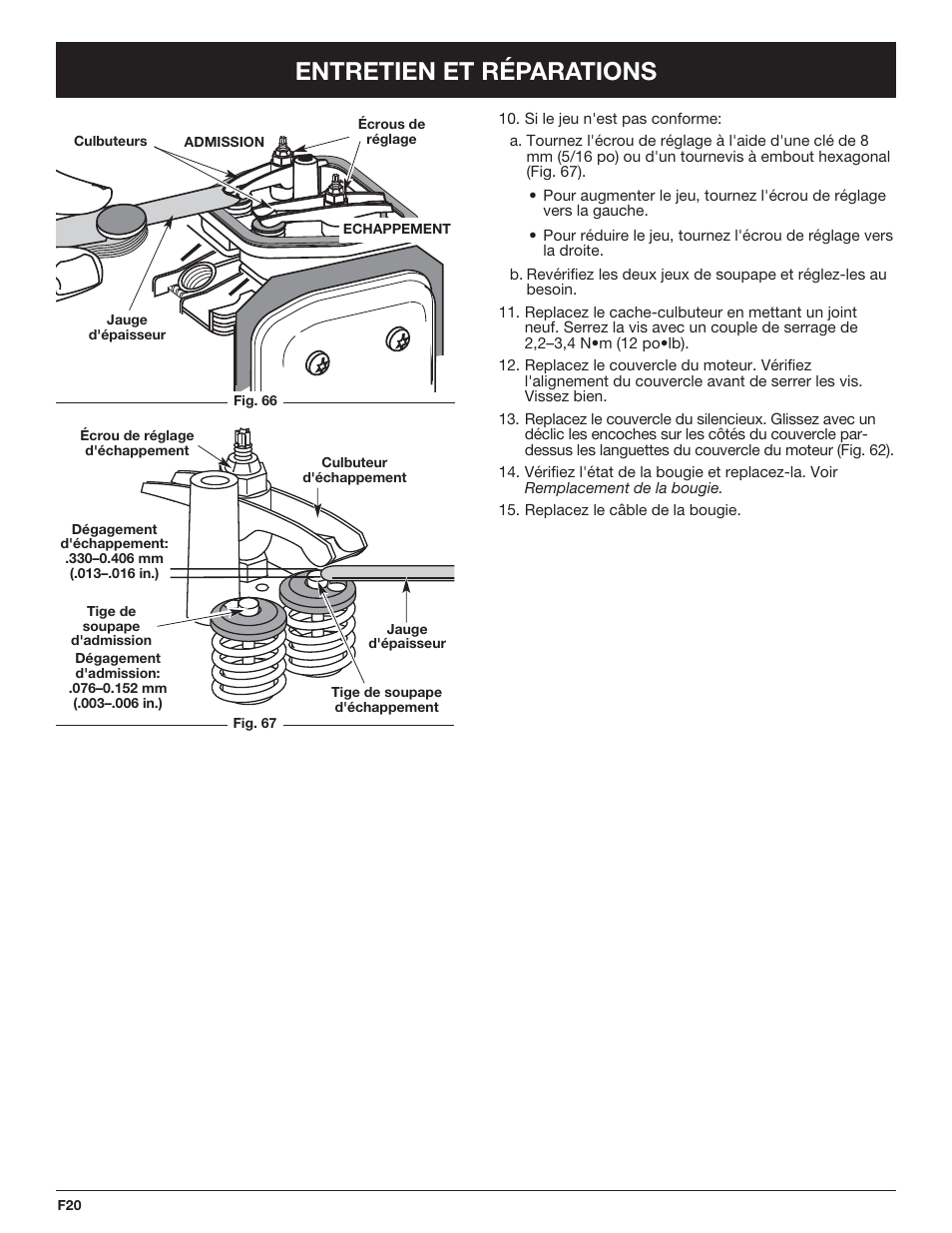 Entretien et réparations | Troy-Bilt TB425CS EU User Manual | Page 44 / 80