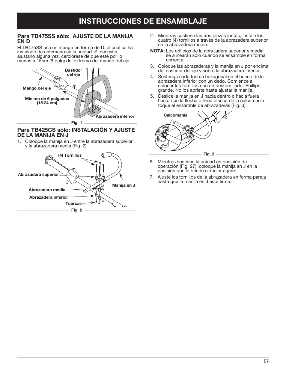 Instrucciones de ensamblaje | Troy-Bilt TB425CS EU User Manual | Page 57 / 80
