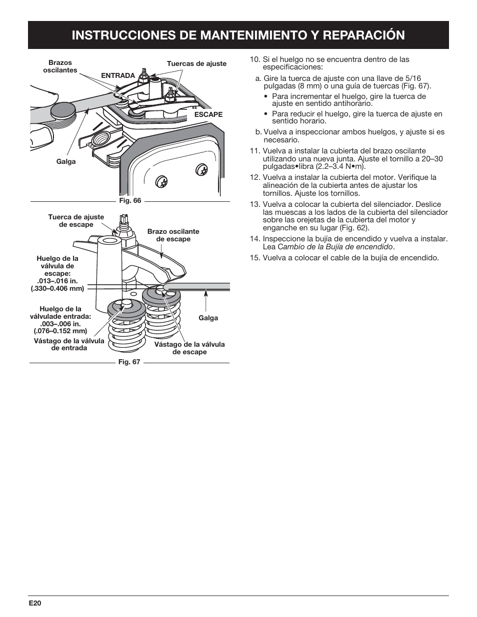 Instrucciones de mantenimiento y reparación | Troy-Bilt TB425CS EU User Manual | Page 70 / 80