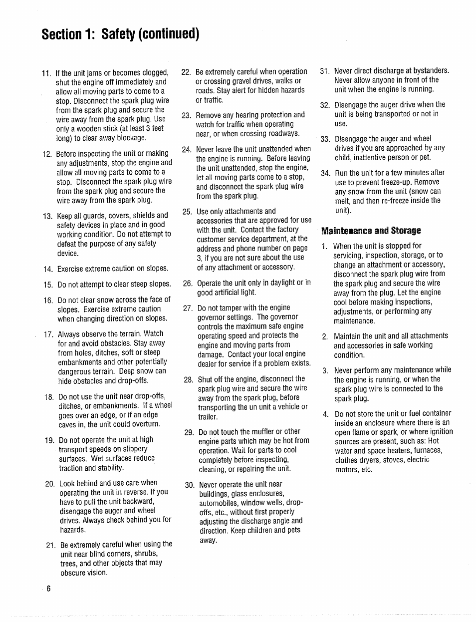 Maintenance and storage | Troy-Bilt 42000 User Manual | Page 6 / 32