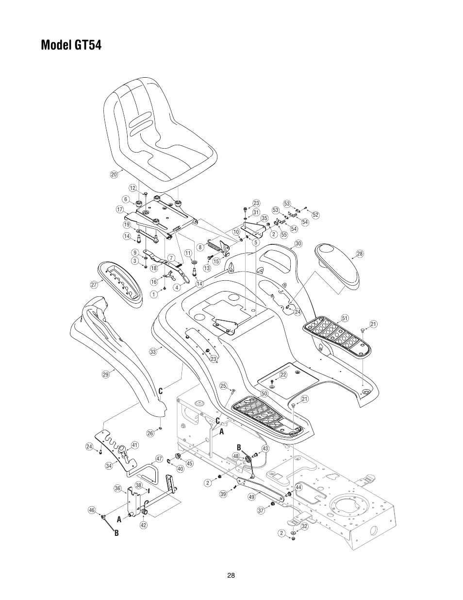 Model gt54 | Troy-Bilt GT54 User Manual | Page 28 / 40