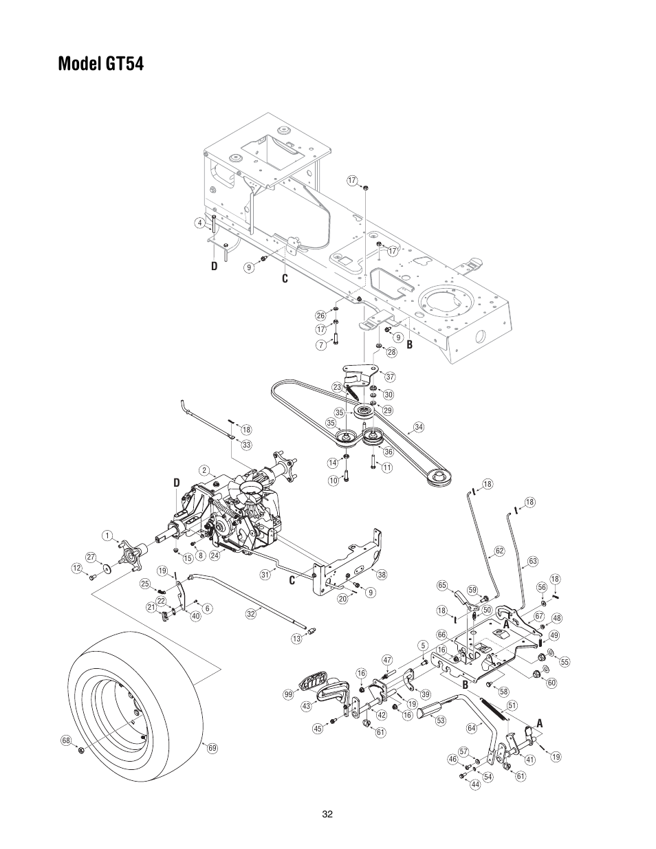 Model gt54 | Troy-Bilt GT54 User Manual | Page 32 / 40