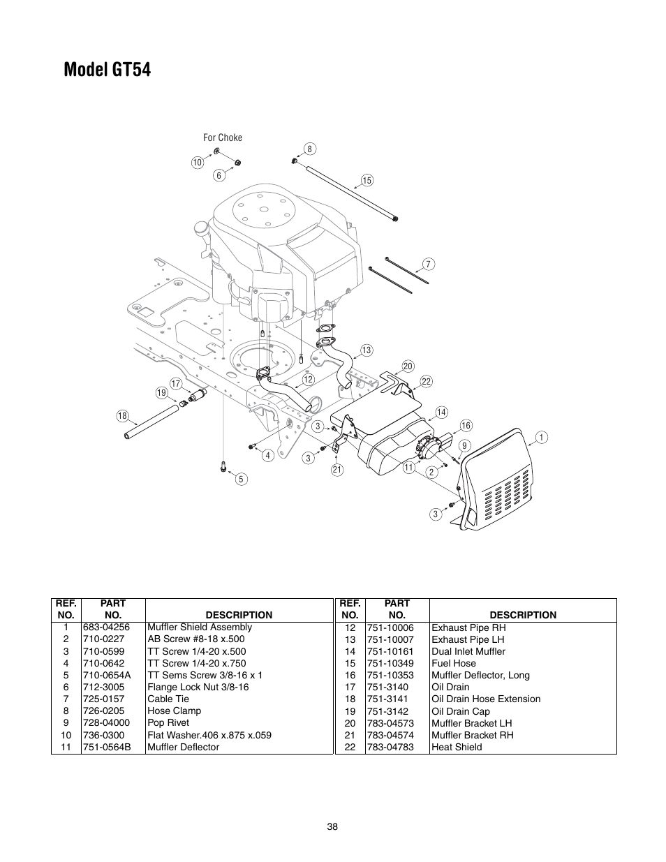 Model gt54 | Troy-Bilt GT54 User Manual | Page 38 / 40
